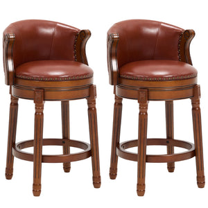 English Elm Cow Leather Swivel Barstool Solid Hardwood Frame Curved Back for Kitchen or Bar W2195P479943