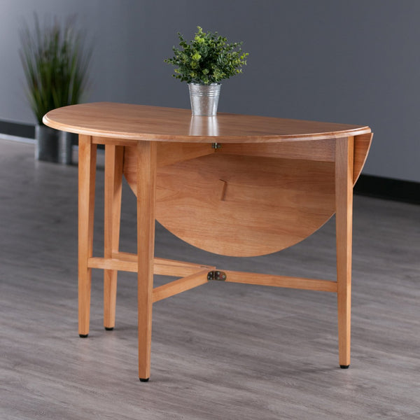 Winsome Wood Hannah Stylish Double Drop Leaf Round Dining Table In Light Oak - Perfect For Small Spaces & Guests Light Oak Solid Wood 34942-winsome-wood