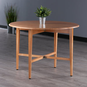 Winsome Wood Hannah Stylish Double Drop Leaf Round Dining Table In Light Oak - Perfect For Small Spaces & Guests Light Oak Solid Wood 34942-winsome-wood