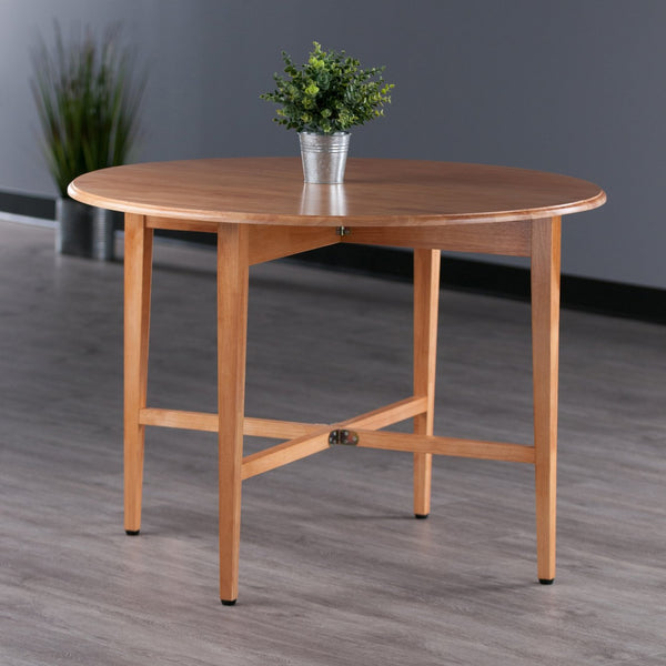 Winsome Wood Hannah Stylish Double Drop Leaf Round Dining Table In Light Oak - Perfect For Small Spaces & Guests Light Oak Solid Wood 34942-winsome-wood