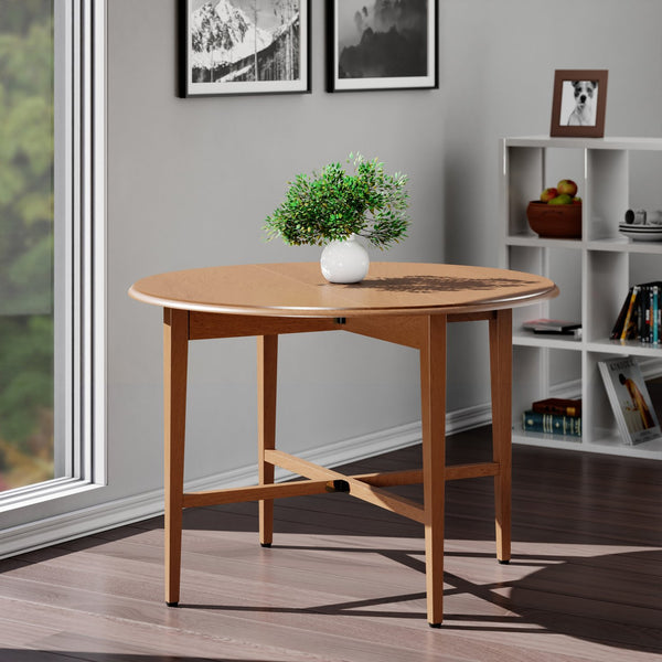 Winsome Wood Hannah Stylish Double Drop Leaf Round Dining Table In Light Oak - Perfect For Small Spaces & Guests Light Oak Solid Wood 34942-winsome-wood