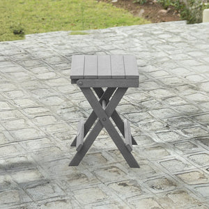 English Elm Riverstone Recycled Hdpe Folding Outdoor Bistro Table Weatherproof Patio Balcony Gray B2745P409706