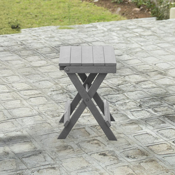 English Elm Riverstone Recycled Hdpe Folding Outdoor Bistro Table Weatherproof Patio Balcony Gray B2745P409706