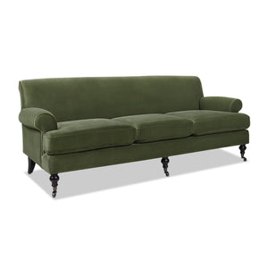 English Elm Jennifer Taylor Home - Alana Lawson Three-Cushion Olive Green Velvet Sofa - Timeless Elegance & Easy Care Comfort B2719P238314