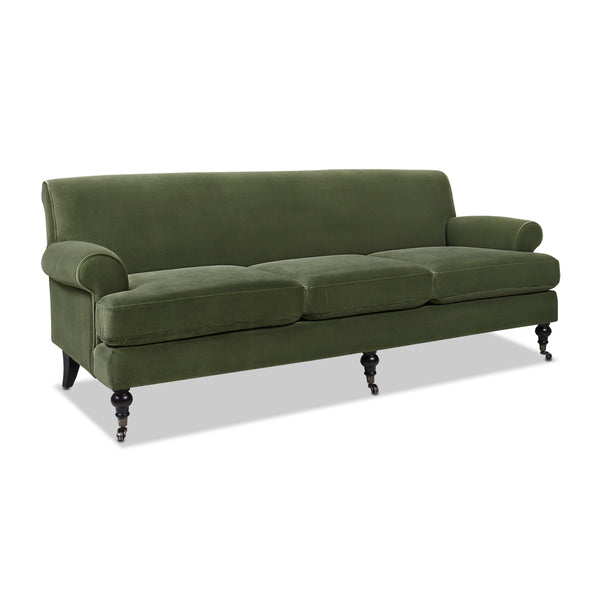 English Elm Jennifer Taylor Home - Alana Lawson Three-Cushion Olive Green Velvet Sofa - Timeless Elegance & Easy Care Comfort B2719P238314