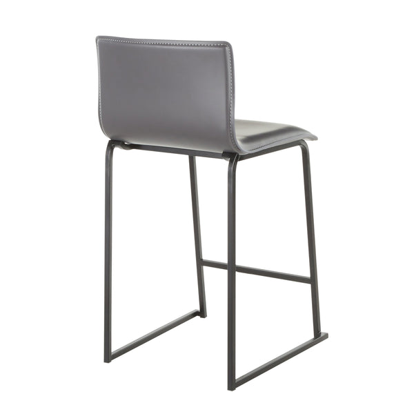 English Elm Mara 26" Modern Counter Stool Set Of 2 In Black Metal & Grey Faux Leather For Chic Spaces B202P222058