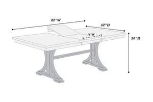 English Elm 1pc Trestle Dining Table with Built-In Butterfly Leaf, Charcoal Wood Grain, Seats 4-6, Rustic Modern Finish B011P348938