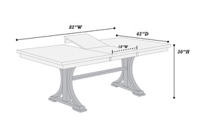 English Elm Traditional 7-Piece Dining Set: Trestle Table With Butterfly Leaf & 6 Upholstered Chairs In White Finish B011S01802-GIGA