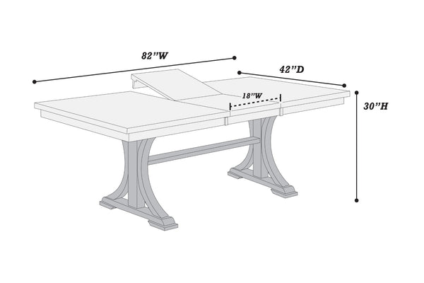 English Elm Traditional 7-Piece Dining Set: Trestle Table With Butterfly Leaf & 6 Upholstered Chairs In White Finish B011S01802-GIGA