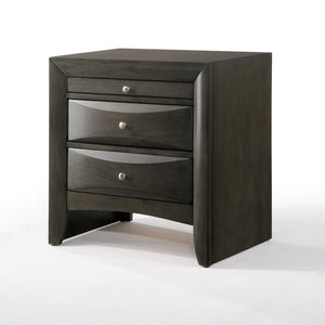 English Elm Ireland Elegant Nightstand with Two Dovetail Drawers, Brushed Nickel Pull, Okume Veneer Top, Durable Build Gray 28 L x 19 W x 29 H B2726P257380