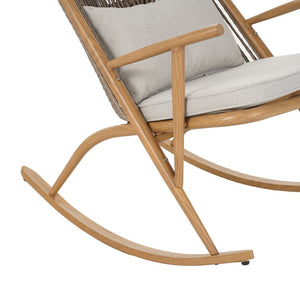 English Elm Set of 3 Outdoor Iron Rocking Chairs with Woven Rattan Back and Ceramic Tile Table N769P289096T_2_N769P414511B