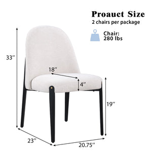 English Elm Set of 2 Chenille Upholstered Armless Dining Chairs with Tapered Black Metal Legs W5739P464651