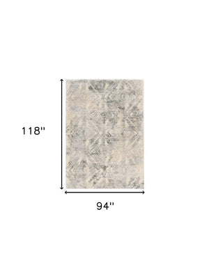 HomeRoots 7' Modern Gray and Ivory Diamond Area Rug - Durable, Stylish Design for Any Decor Style, 94" x 118" 7' X 9' 349689
