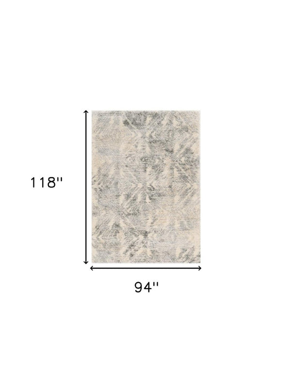 HomeRoots 7' Modern Gray and Ivory Diamond Area Rug - Durable, Stylish Design for Any Decor Style, 94" x 118" 7' X 9' 349689