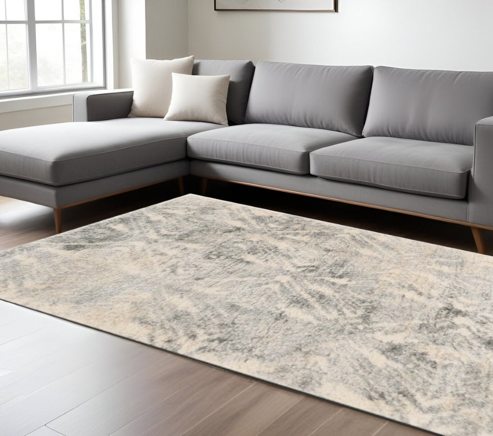 HomeRoots 7' Modern Gray and Ivory Diamond Area Rug - Durable, Stylish Design for Any Decor Style, 94" x 118" 7' X 9' 349689