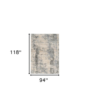 HomeRoots 8' Modern Ivory and Blue Abstract Area Rug - Durable, Stain-Resistant Design for Stylish Living Spaces 8' X 10' 349690