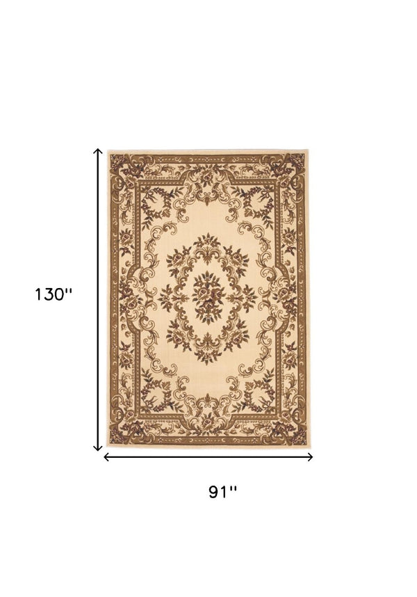 HomeRoots 8' Timeless Beige and Brown Floral Medallion Area Rug - Durable, Elegant, Perfect for High Traffic Areas 8' X 11' 349695