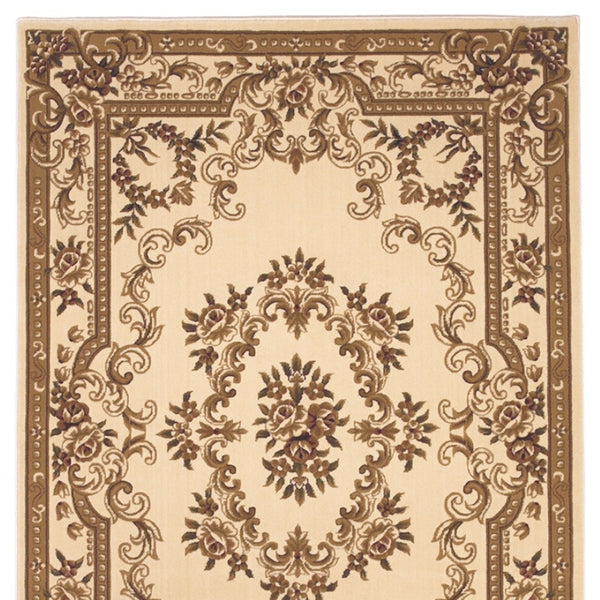 HomeRoots 8' Timeless Beige and Brown Floral Medallion Area Rug - Durable, Elegant, Perfect for High Traffic Areas 8' X 11' 349695