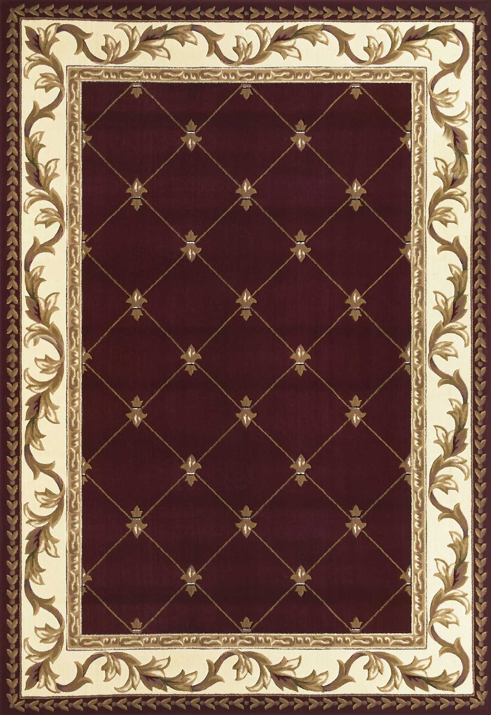 HomeRoots 7' Red and Ivory Floral Vines Area Rug – Durable, Elegant Design for Living and Dining Spaces 7' X 10' 349701