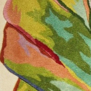 Homeroots 5' Ivory Round Wool Tropical Botanical Hand Tufted Area Rug  Wool 349744