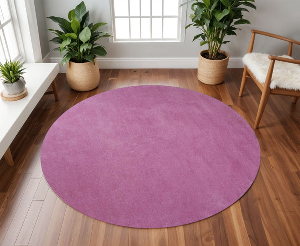 HomeRoots 8' Hot Pink Hand-Woven Round Rug - Vibrant Artisan-Made Design for Stylish Warmth and Comfort 8' Round 349766