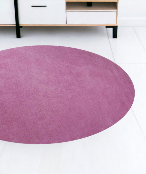 Homeroots 8' Hot Pink Round Indoor Shag Rug  Polyester 349766