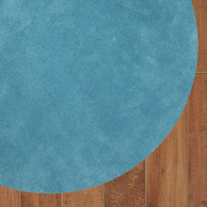 HomeRoots 8' Blue Hand-Woven Round Rug - Artisan Crafted, Durable Polyester, Perfect for Cozy Living Spaces 8' Round 349767