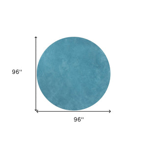 HomeRoots 8' Blue Hand-Woven Round Rug - Artisan Crafted, Durable Polyester, Perfect for Cozy Living Spaces 8' Round 349767
