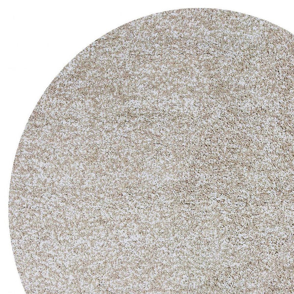 Homeroots 8' Round  Polyester Ivory  Heather Area Rug  Polyester 349769