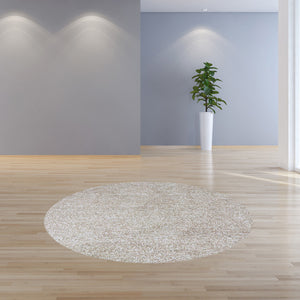 Homeroots 8' Round  Polyester Ivory  Heather Area Rug  Polyester 349769