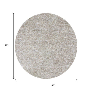HomeRoots 8' Hand Woven Ivory Round Rug - Artisan Crafted, Durable Polyester, Timeless Design for Any Space 8' Round 349769
