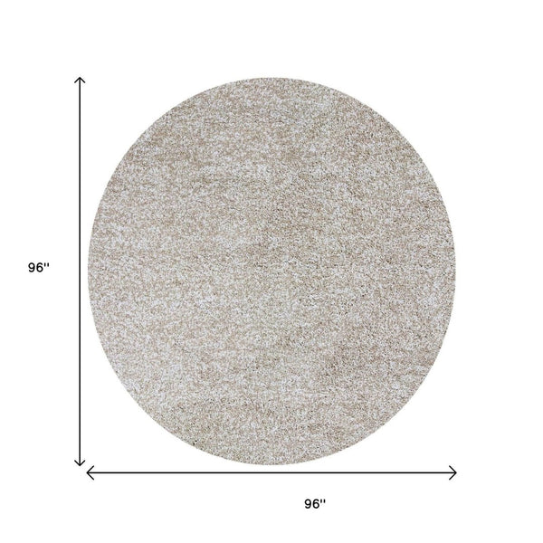 HomeRoots 8' Hand Woven Ivory Round Rug - Artisan Crafted, Durable Polyester, Timeless Design for Any Space 8' Round 349769