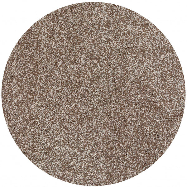Homeroots 8' Beige Heather Round Indoor Shag Rug  Polyester 349770
