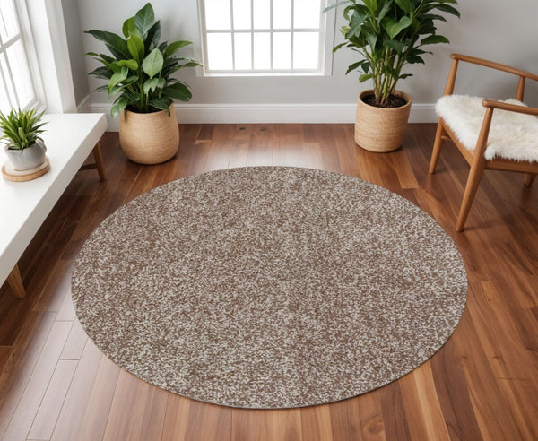 HomeRoots 8' Hand-Woven Beige and Brown Abstract Rug - Artisan Crafted, Cozy, Durable, Perfect for Modern Spaces 8' Round 349770
