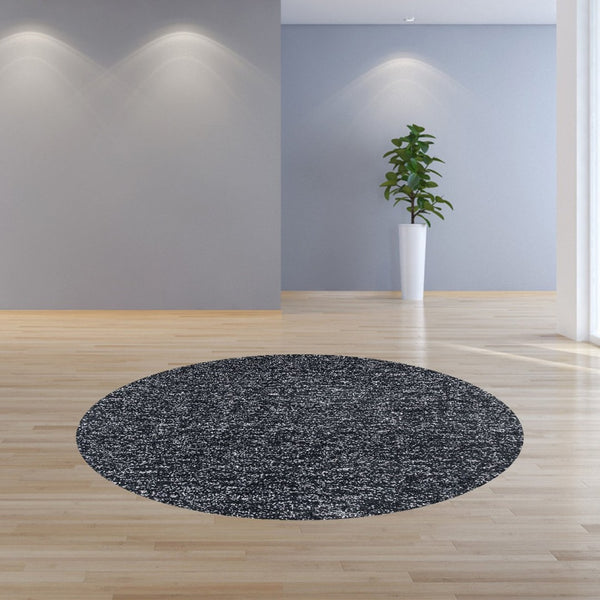 HomeRoots 8' Hand-Woven Black and White Round Rug - Artisan Crafted, Durable, Contemporary Style for Your Home 8' Round 349772