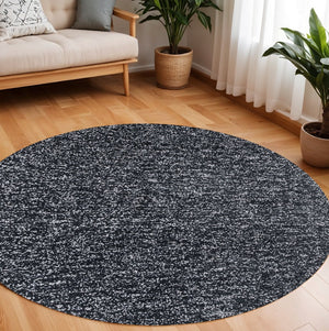HomeRoots 8' Hand-Woven Black and White Round Rug - Artisan Crafted, Durable, Contemporary Style for Your Home 8' Round 349772