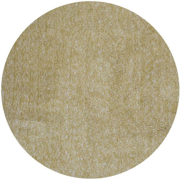 Homeroots 8' Round  Polyester Yellow Heather Area Rug  Polyester 349775