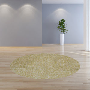 Homeroots 8' Round  Polyester Yellow Heather Area Rug  Polyester 349775
