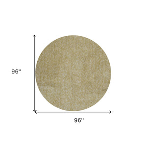 Homeroots 8' Round  Polyester Yellow Heather Area Rug  Polyester 349775