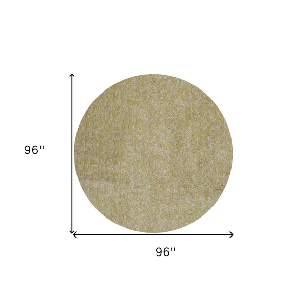 Homeroots 8' Round  Polyester Yellow Heather Area Rug  Polyester 349775