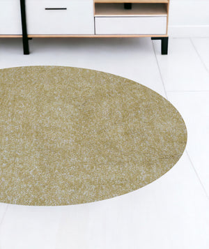 Homeroots 8' Round  Polyester Yellow Heather Area Rug  Polyester 349775