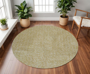 HomeRoots 8' Yellow Hand-Woven Round Rug - Artisan Crafted, Durable Polyester for Stylish Living Spaces 8' Round 349775