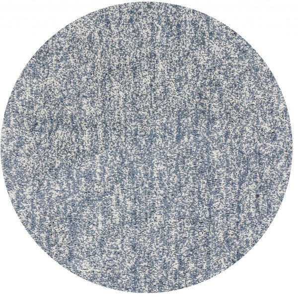 Homeroots 8' Slate Grey Heather Round Indoor Shag Rug  Polyester 349776