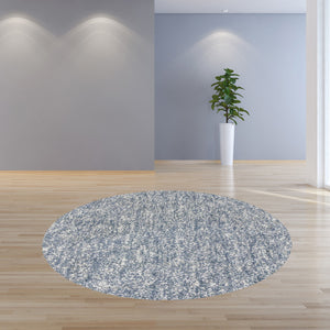 Homeroots 8' Slate Grey Heather Round Indoor Shag Rug  Polyester 349776