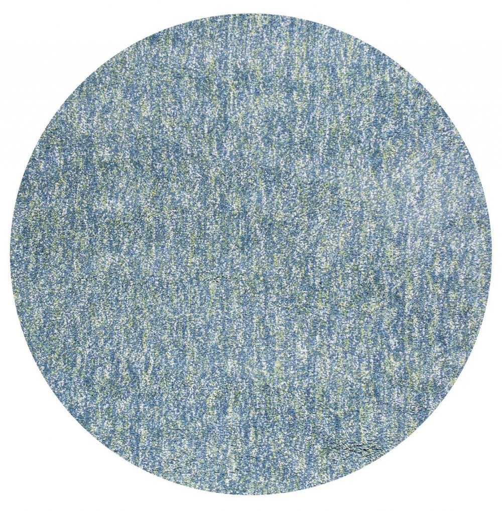 HomeRoots 8' Blue and White Abstract Hand-Woven Rug – Modern Artistry for Living Rooms, Durable & Easy Care 8' Round 349777
