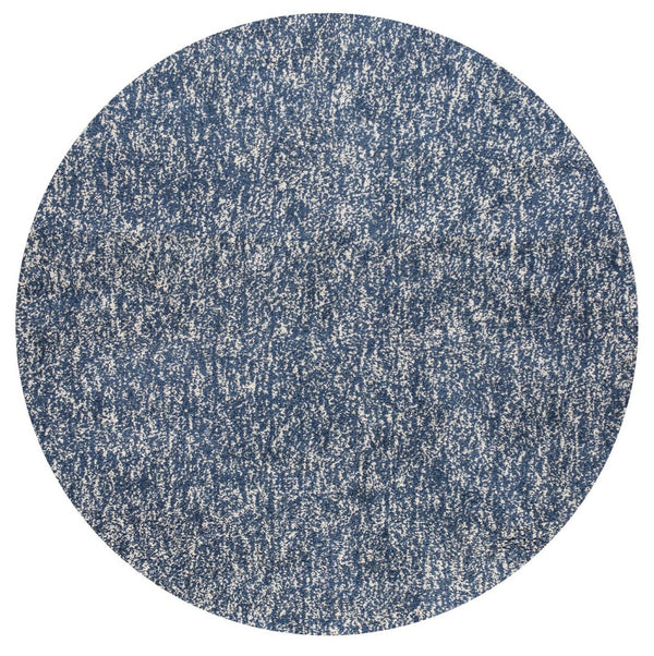 HomeRoots 8' Indigo and Ivory Abstract Hand-Woven Rug – Unique Artisan Craftsmanship for Modern Living Spaces 8' Round 349778