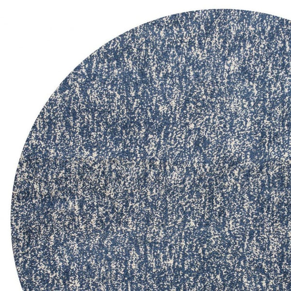 HomeRoots 8' Indigo and Ivory Abstract Hand-Woven Rug – Unique Artisan Craftsmanship for Modern Living Spaces 8' Round 349778
