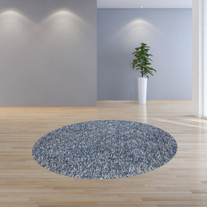 HomeRoots 8' Indigo and Ivory Abstract Hand-Woven Rug – Unique Artisan Craftsmanship for Modern Living Spaces 8' Round 349778