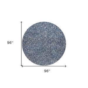 HomeRoots 8' Indigo and Ivory Abstract Hand-Woven Rug – Unique Artisan Craftsmanship for Modern Living Spaces 8' Round 349778