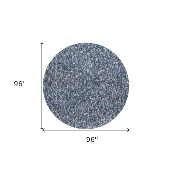 HomeRoots 8' Indigo and Ivory Abstract Hand-Woven Rug – Unique Artisan Craftsmanship for Modern Living Spaces 8' Round 349778
